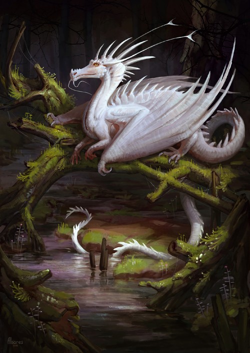 Image white dragon on body of water