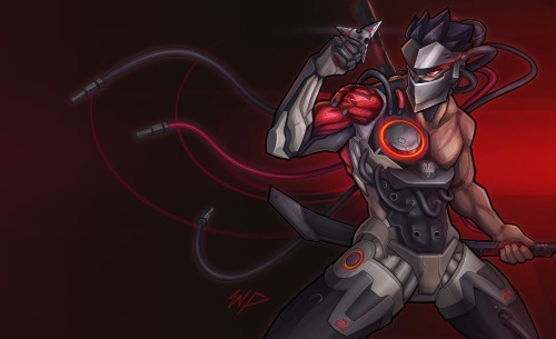 Image Overwatch, Genji, Hanzo, demon, illustration