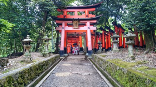 Image red and brown wooden gate