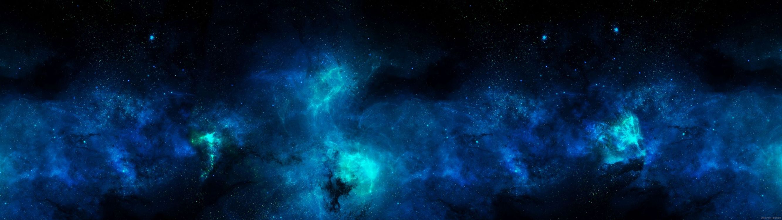 Blaue Und Schwarze Galaxieillustration. Wallpaper in 3840x1080 Resolution