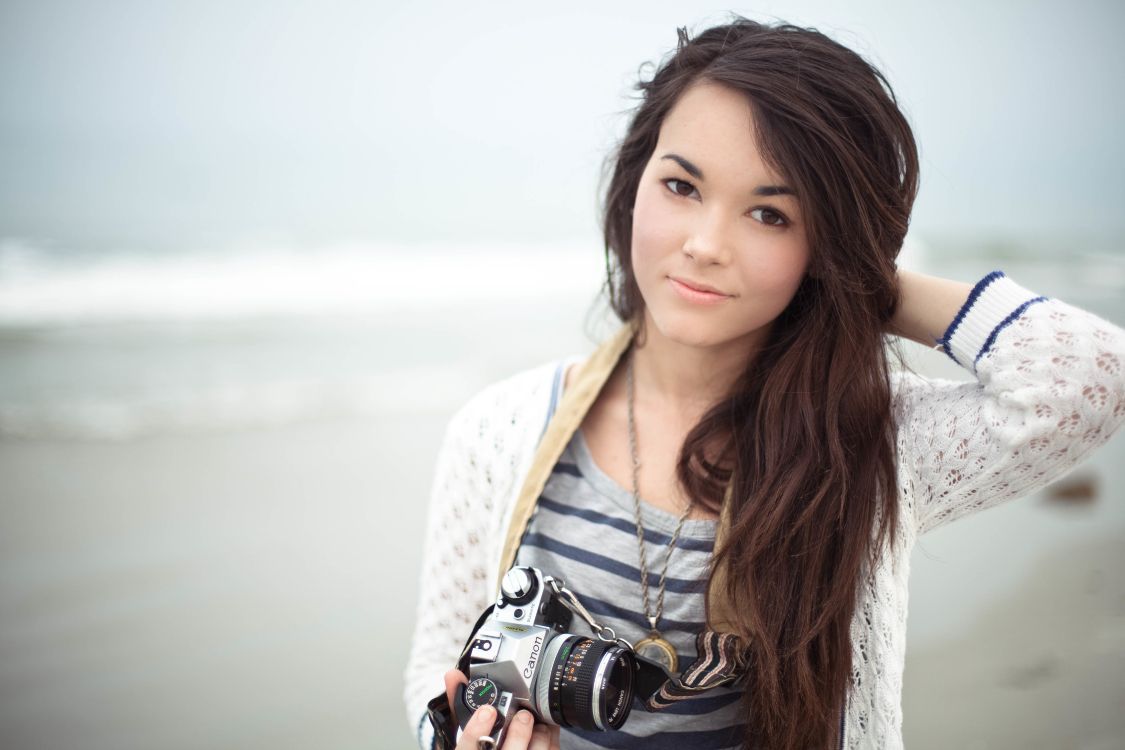 beauty, hairstyle, long hair, smile, brown hair