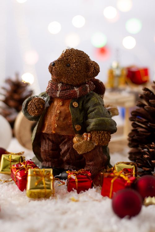 圣诞节, 泰迪熊, 棕色, 图行动, 俑 壁纸 3264x4896 允许
