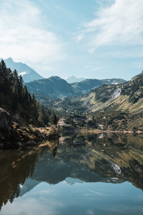 Image water, nature, wilderness, reflection, mountainous landforms