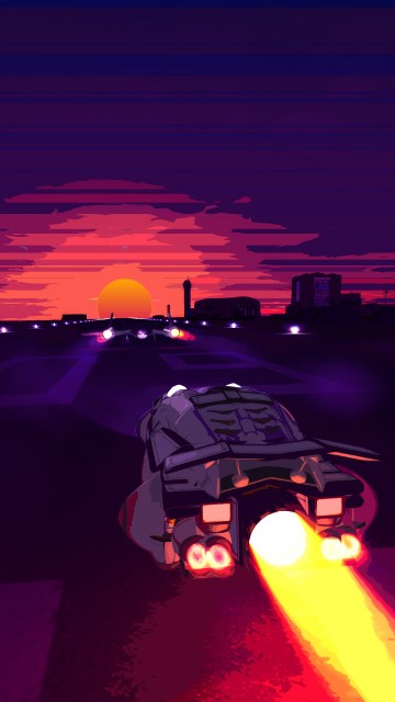 Image black car on road during sunset