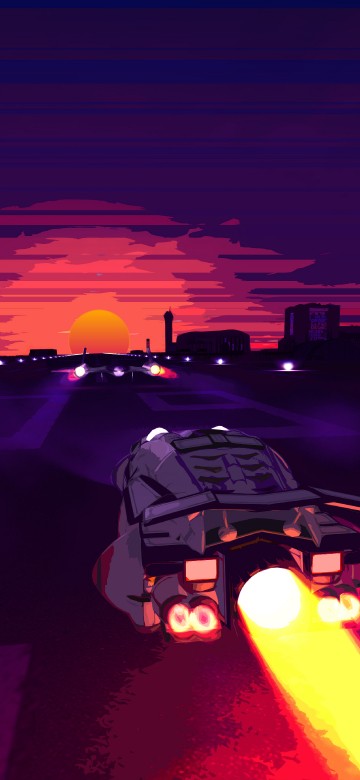 Image black car on road during sunset