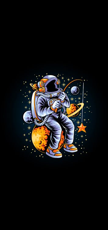 Raum, Astronaut, Amoled, T-shirt, Zeichnung. Wallpaper in 1421x3000 Resolution