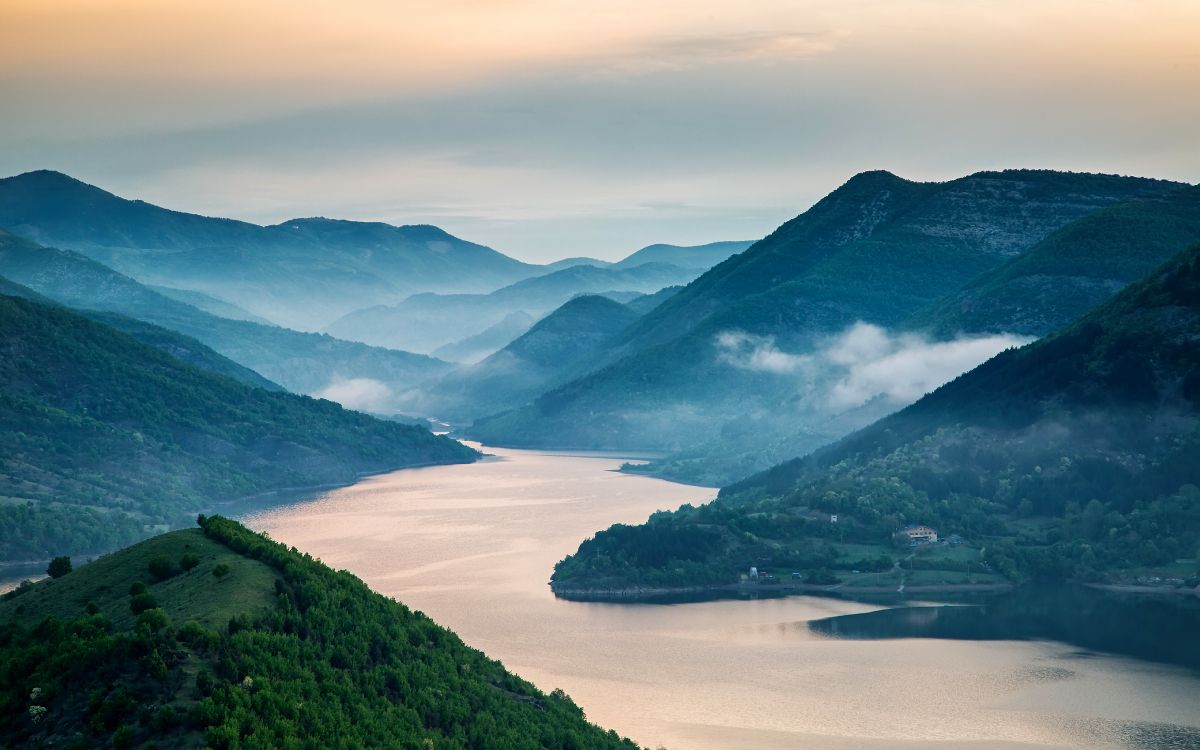 bulgaria river, kardzhali reservoir, river, mountain, landscape