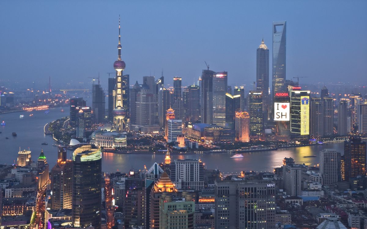 city skyline during night time