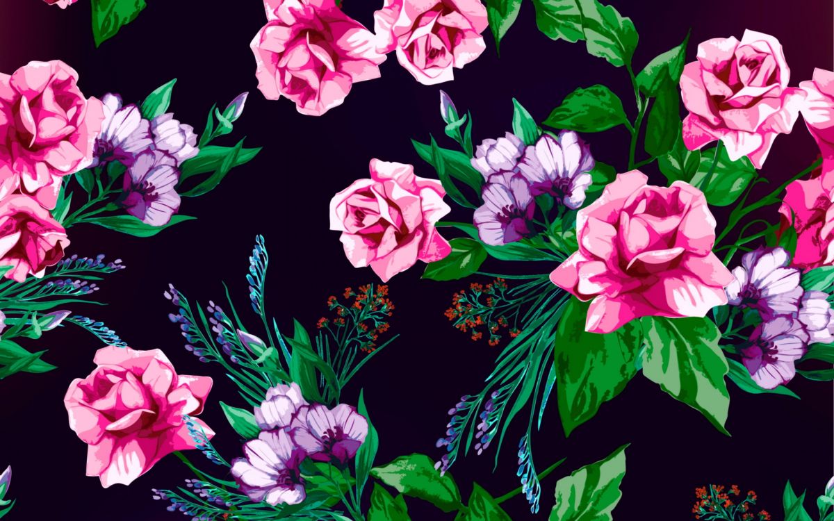 Flores Rosas y Blancas Con Hojas Verdes. Wallpaper in 2880x1800 Resolution