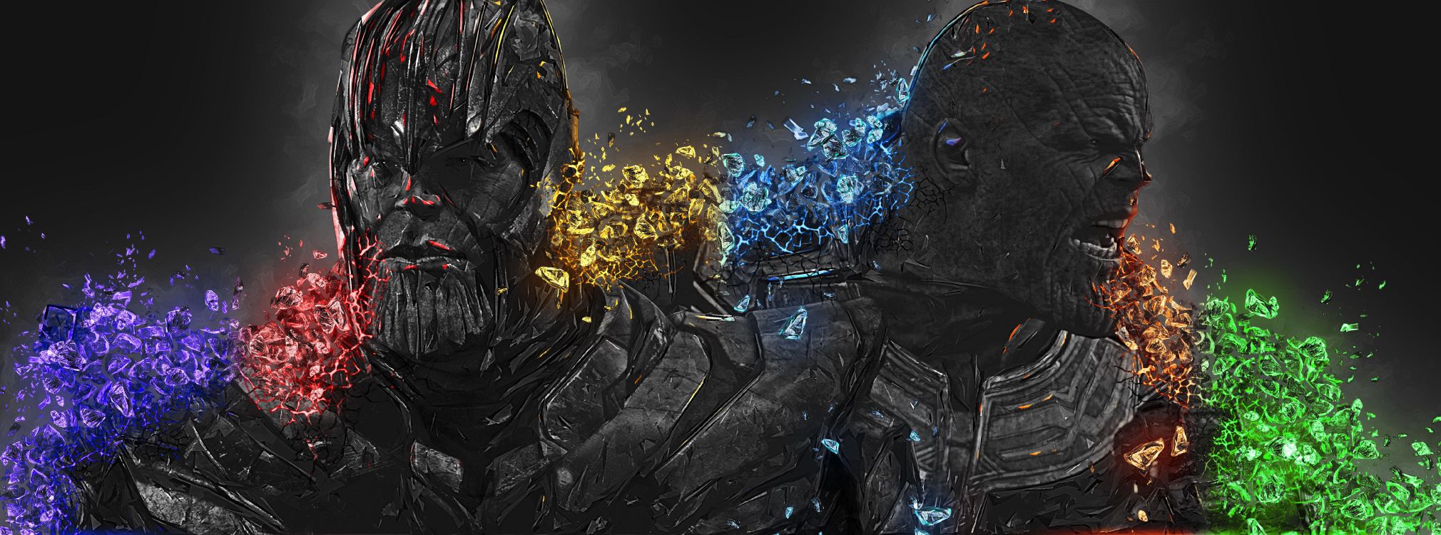 Darkness, Thanos, Art, Painting, Space. Wallpaper in 6357x2360 Resolution