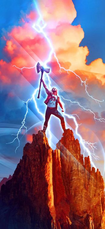 Thor, Marvel Cinematic Universe, Thor Love and Thunder, Gorr The God Butcher, Jane Foster. Wallpaper in 1324x2868 Resolution