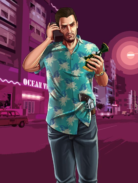 Tommy Vercetti, Grand Theft Auto v, Pink, Mode, Magenta. Wallpaper in 1920x2548 Resolution