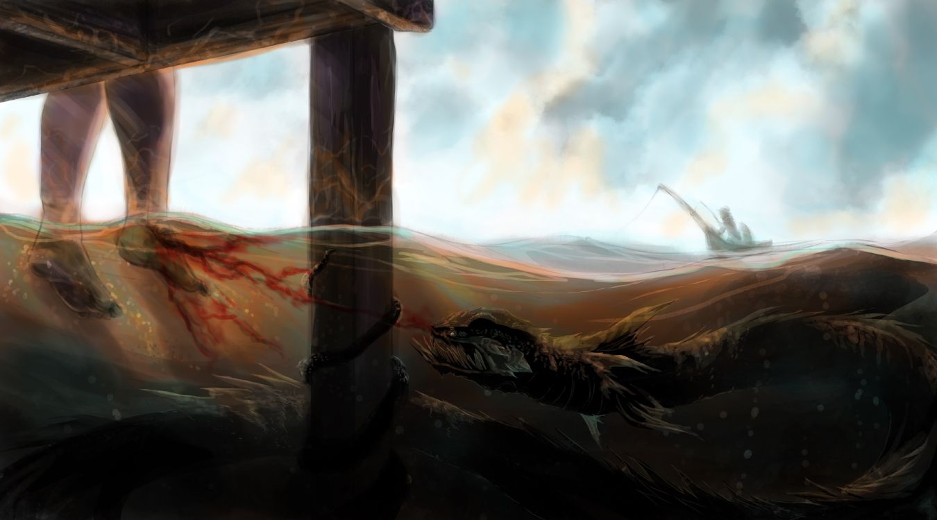 钓鱼, 幻想, 生态系统, 视觉艺术, 灭绝 壁纸 4500x2500 允许