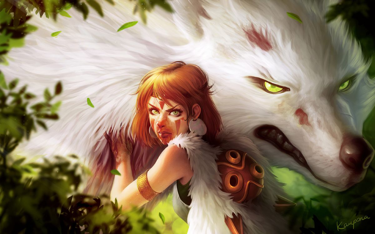 Prinzessin Mononoke, Kopf, Illustration, Mythologie, Kunst. Wallpaper in 3840x2400 Resolution