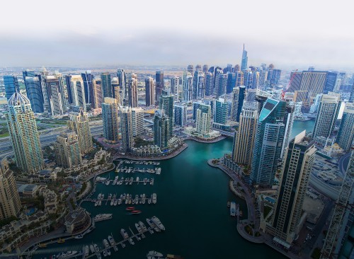 Image aerial view of city buildings during daytime