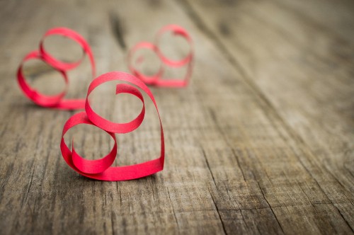 Image pink, red, wood, heart, love