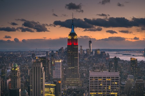 Image city skyline during night time