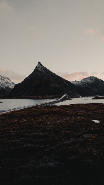 Image sky, sunset, mountain, glacial landform, fjord