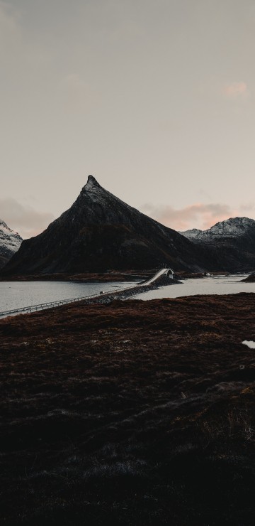 Image sky, sunset, mountain, glacial landform, fjord