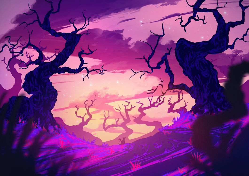 world, purple, branch, tree, plant