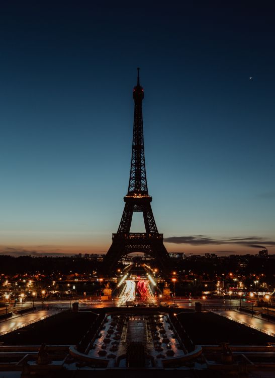 Wallpaper Eiffel Tower in Paris During Night Time, Background ...