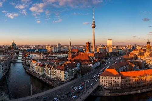 Image city skyline under blue sky during daytime