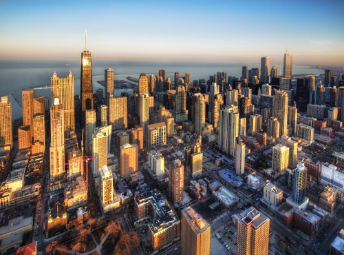 Image aerial view of city buildings during daytime