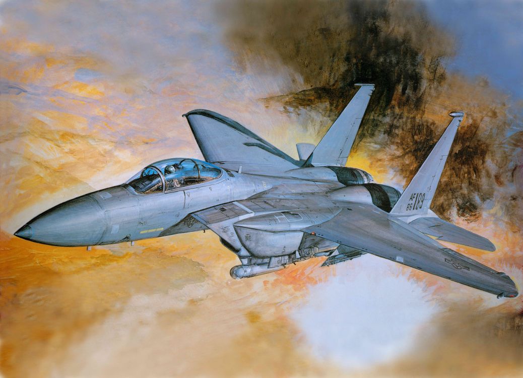 Grauer Kampfjet am Himmel. Wallpaper in 9672x6983 Resolution