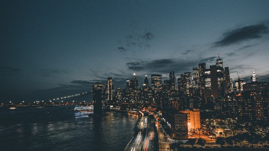 Image night, city, cloud, water, building