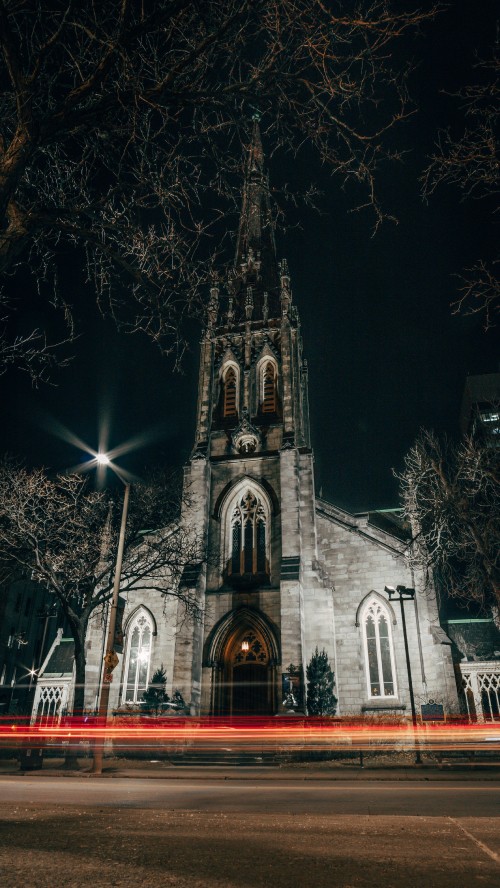 Image white and brown concrete church