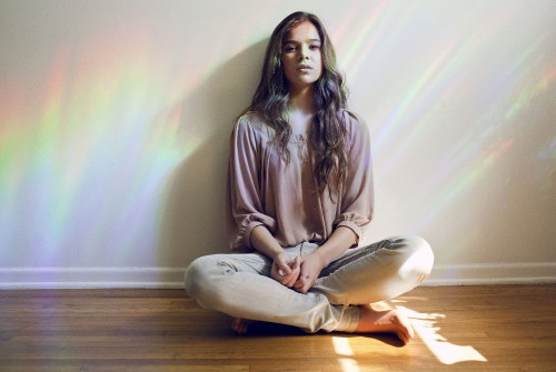 Image Hailee Steinfeld, sitting, meditation, long hair, music