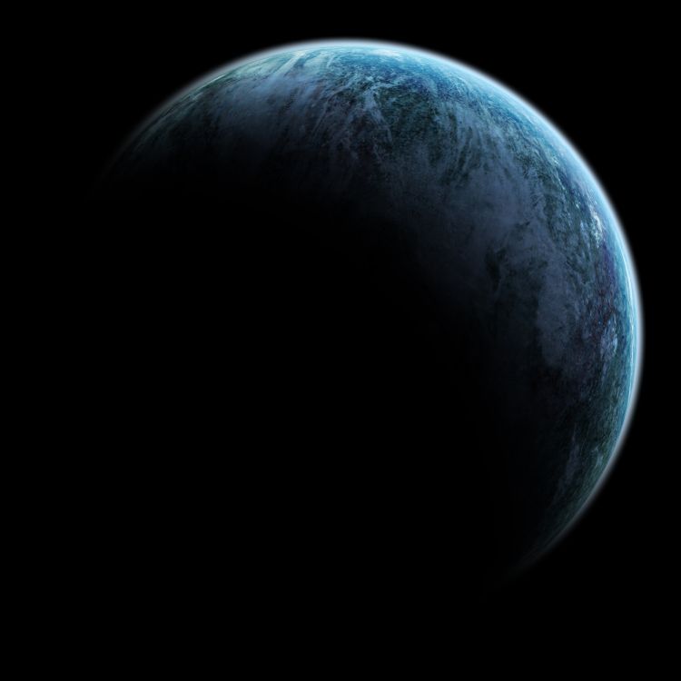 blue and black planet illustration