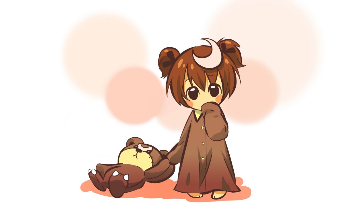 Brown Haired Girl in Brown Dress Illustration. Wallpaper in 2560x1600 Resolution