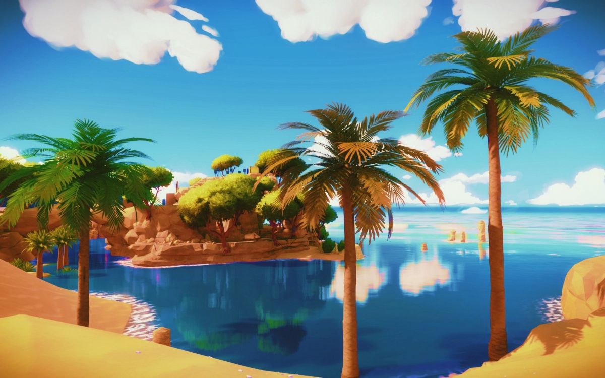 Palmier Vert Près D'un Plan D'eau Pendant la Journée. Wallpaper in 2880x1800 Resolution