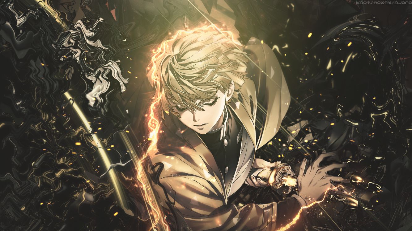 恶魔杀手kimetsu no Yaiba, 艺术, 套, 头发, 卡通 壁纸 1920x1080 允许