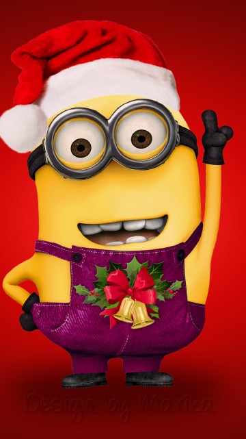 Image minion wearing santa hat illustration