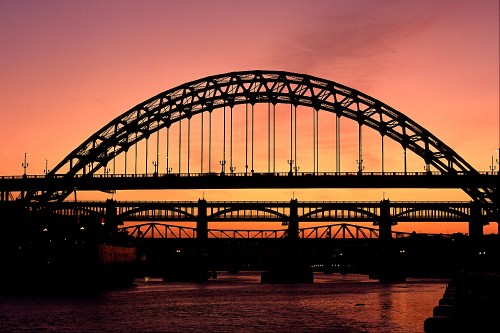 Image silhouette of bridge during sunset