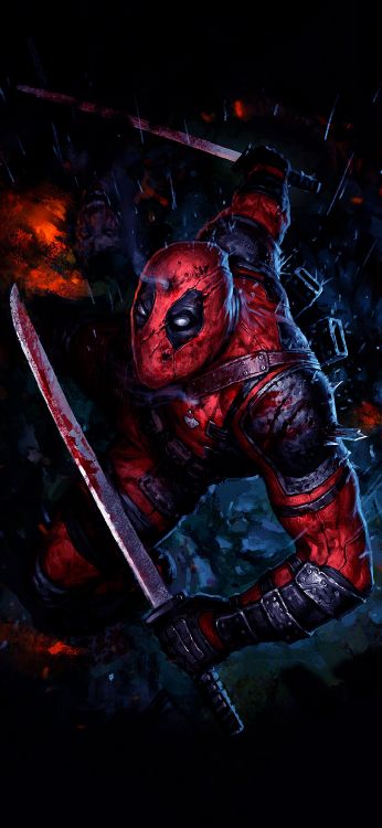 Wade Wilson, Kunst, Malerei, Übernatürliche Kreatur, Carmine. Wallpaper in 1080x2340 Resolution
